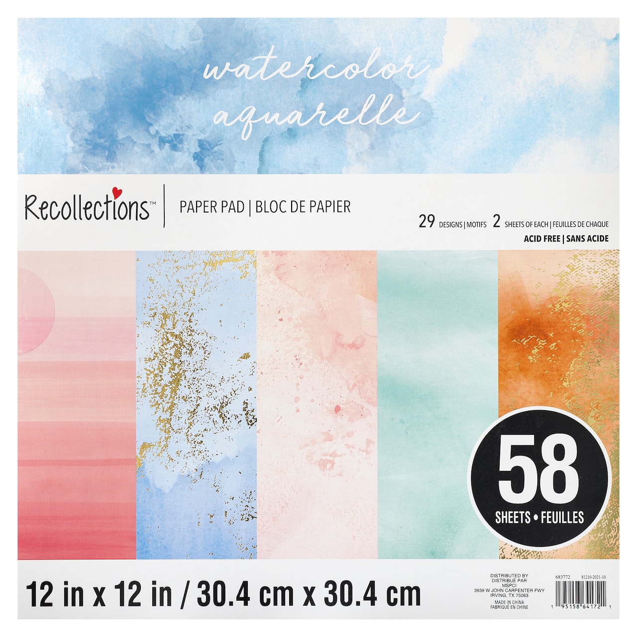 Watercolor Paper Pad by Recollections™, 12 x 12